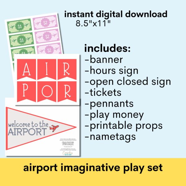 airport imaginative play printable set for kids