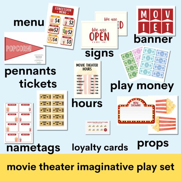 movie theater imaginative play set