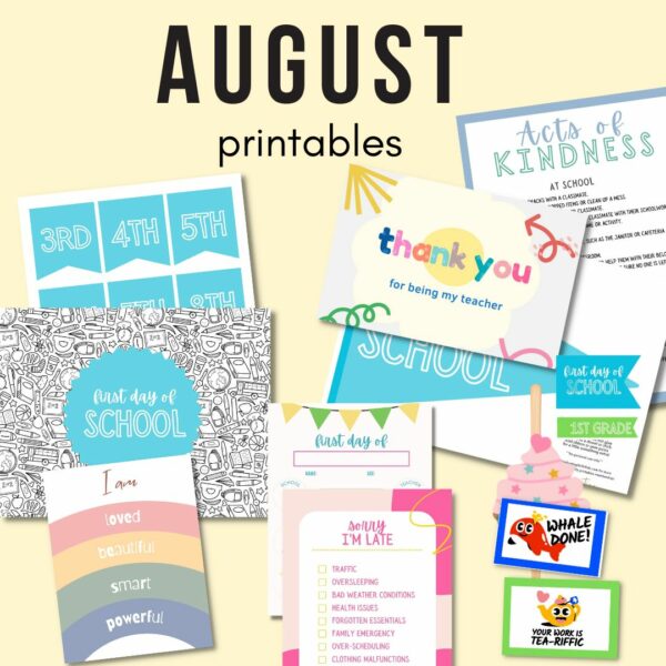 august printables bundle